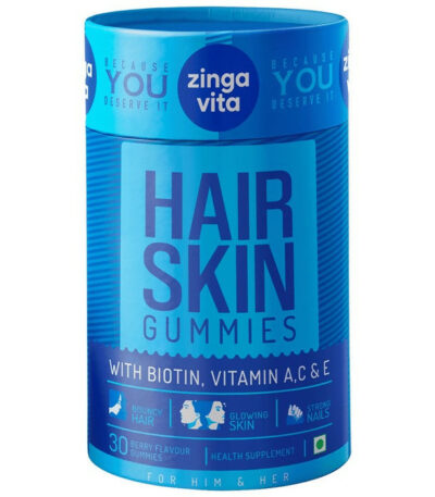 Zingavita Hair Skin Gummies with Biotin, Vitamin A C & E - BUDEN